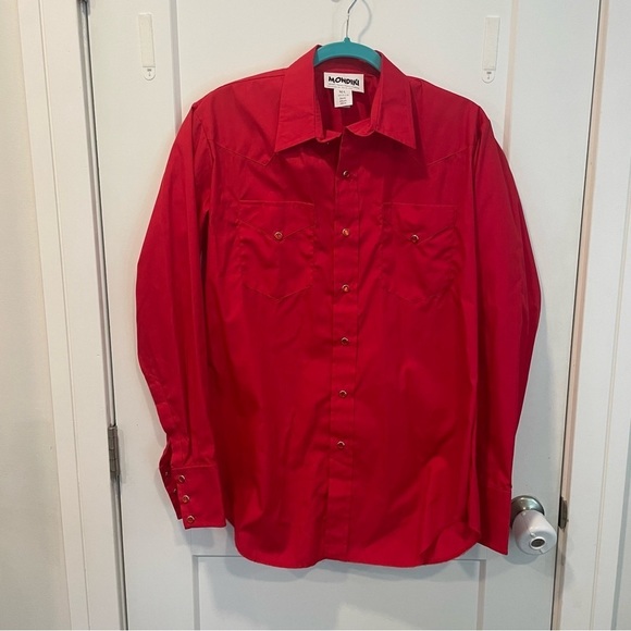 Mondi Other - Vintage Mondiki Men's M/L Western Pearl Snap Shirt Red Cowboy Rodeo Square Dance